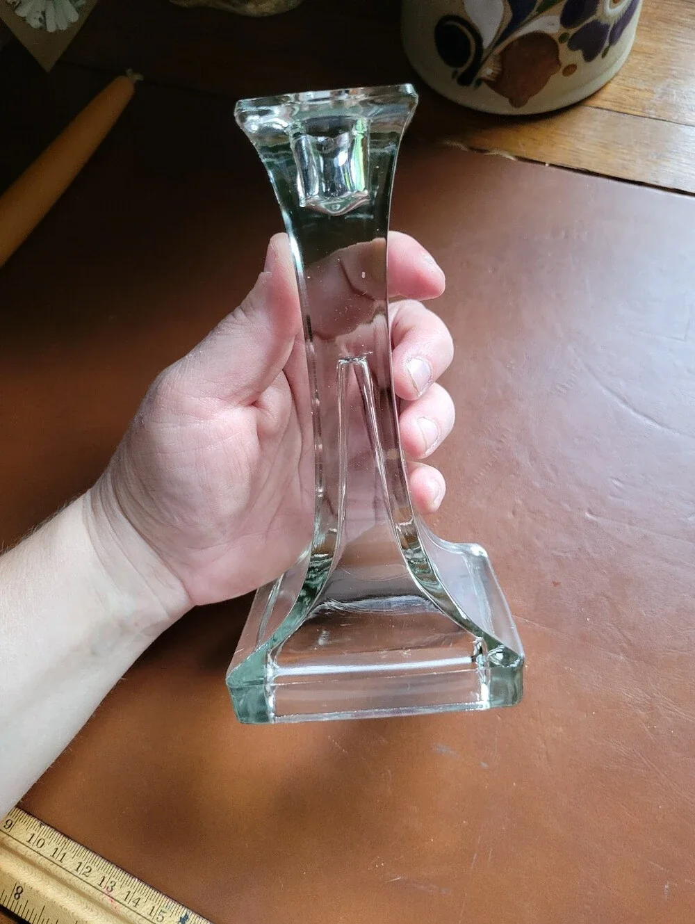 Pressed Clear Glass Candlestick